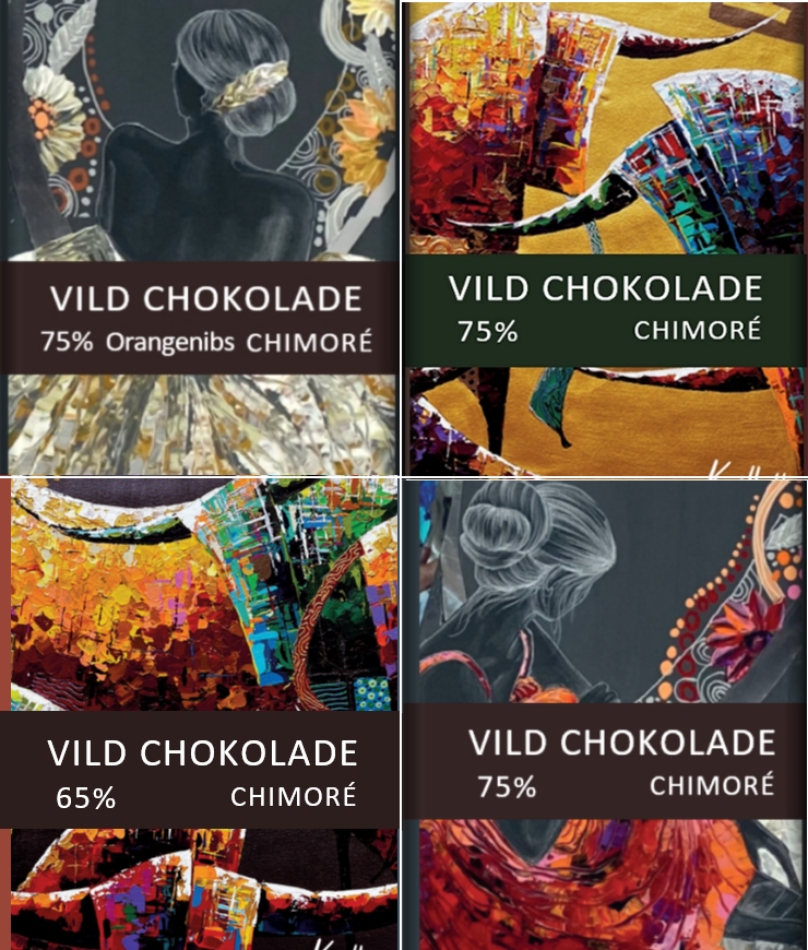 Vild Chokolade, unik og lækker gave, 4 forskellige i lækker emballage