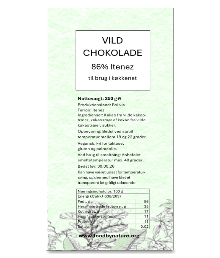 350 g 86% Vild Chokolade til køkkenbrug)